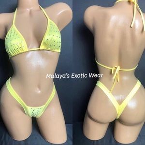 Yellow rhinestone bikini